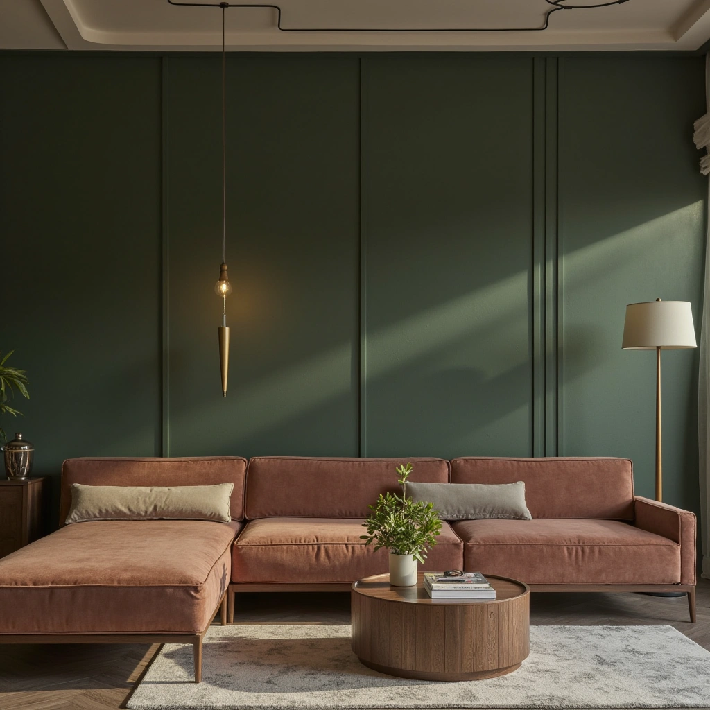 Warm and Inviting: Dark Green and Brown