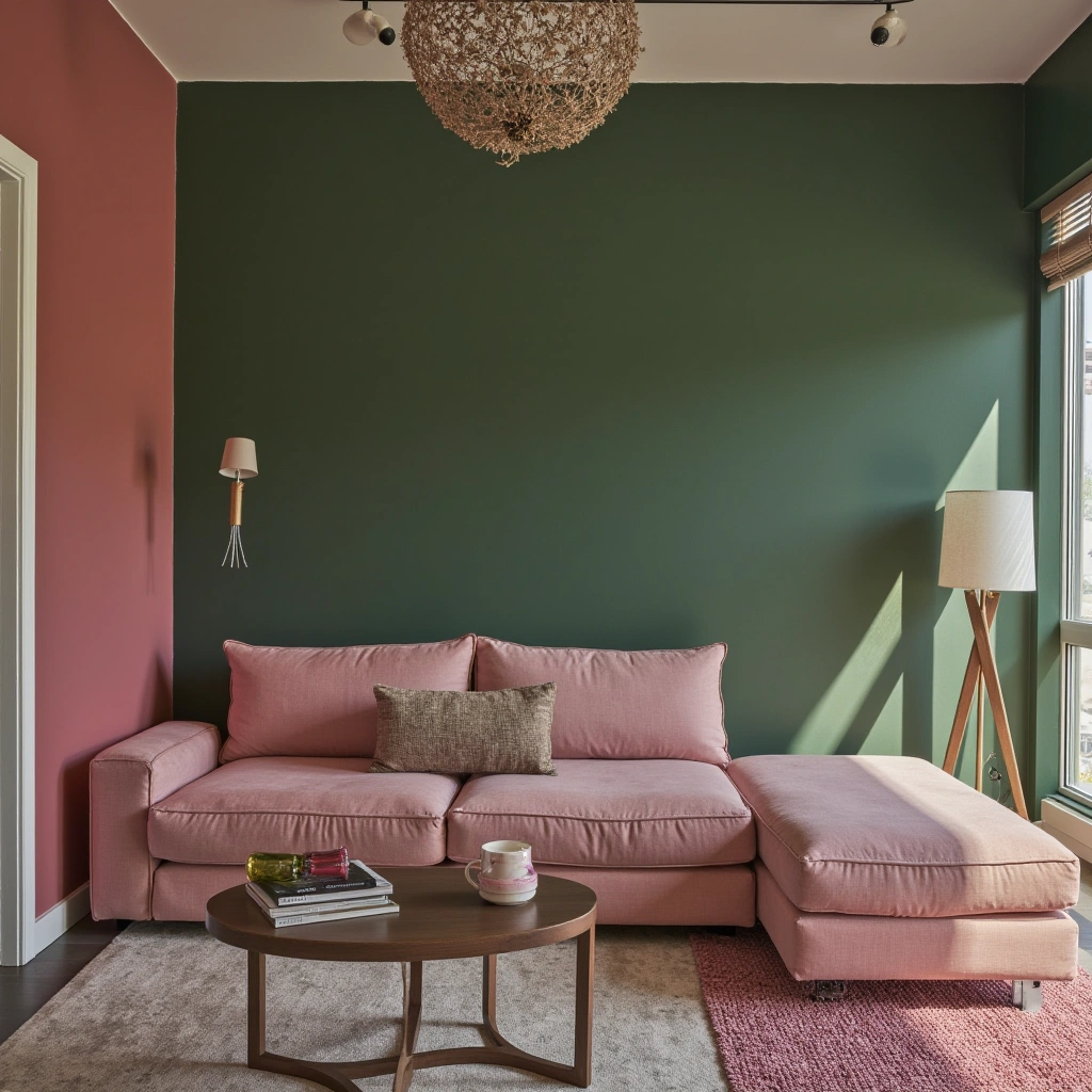 Bold and Eclectic: Dark Green and Pink