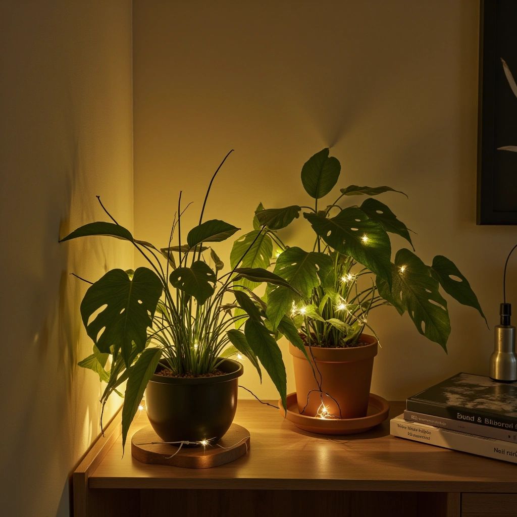 Idea 10: Plants and Lighting for a Magical Ambiance