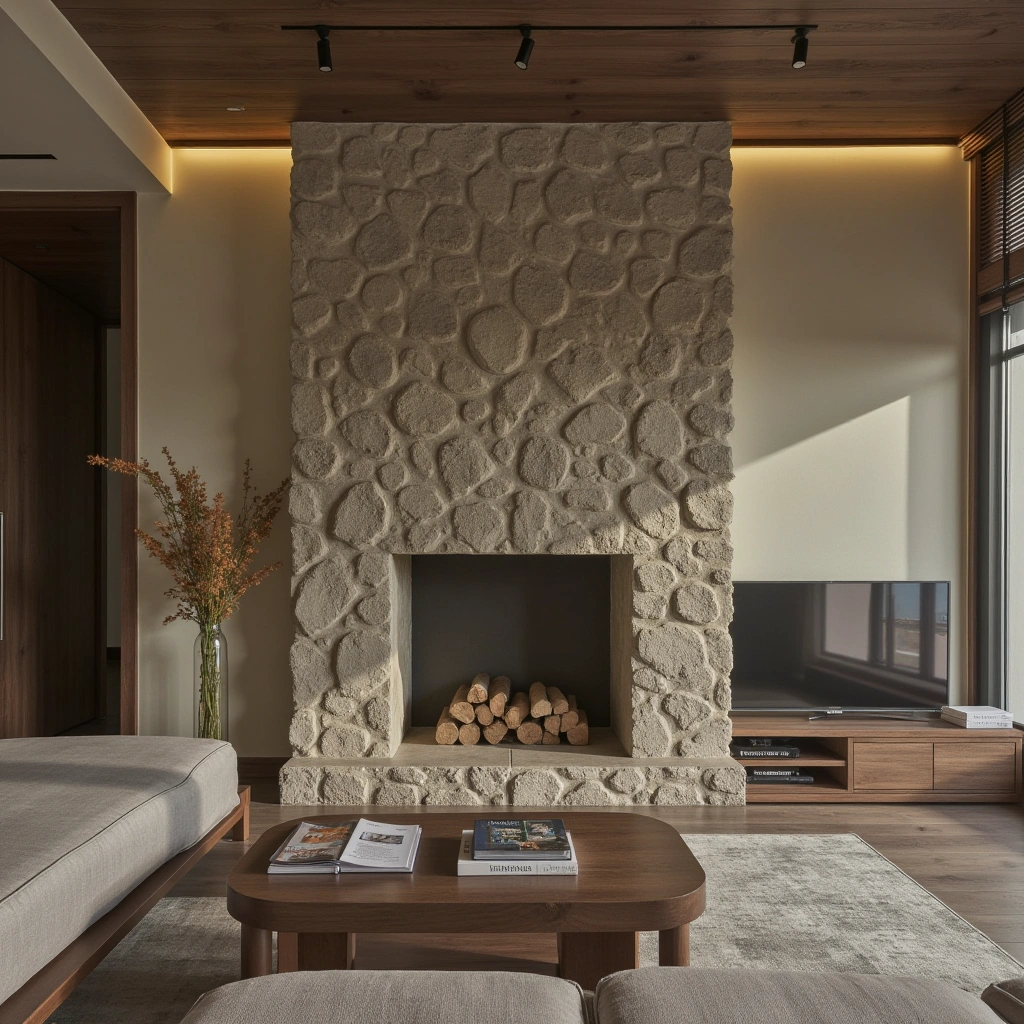 9. Stone Fireplace