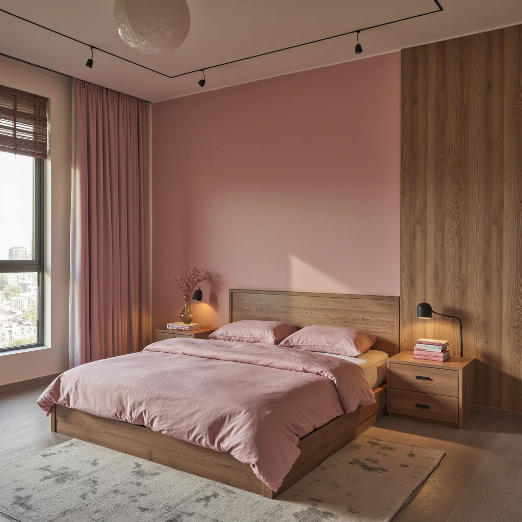 2. Natural Wood and Pink Contrast