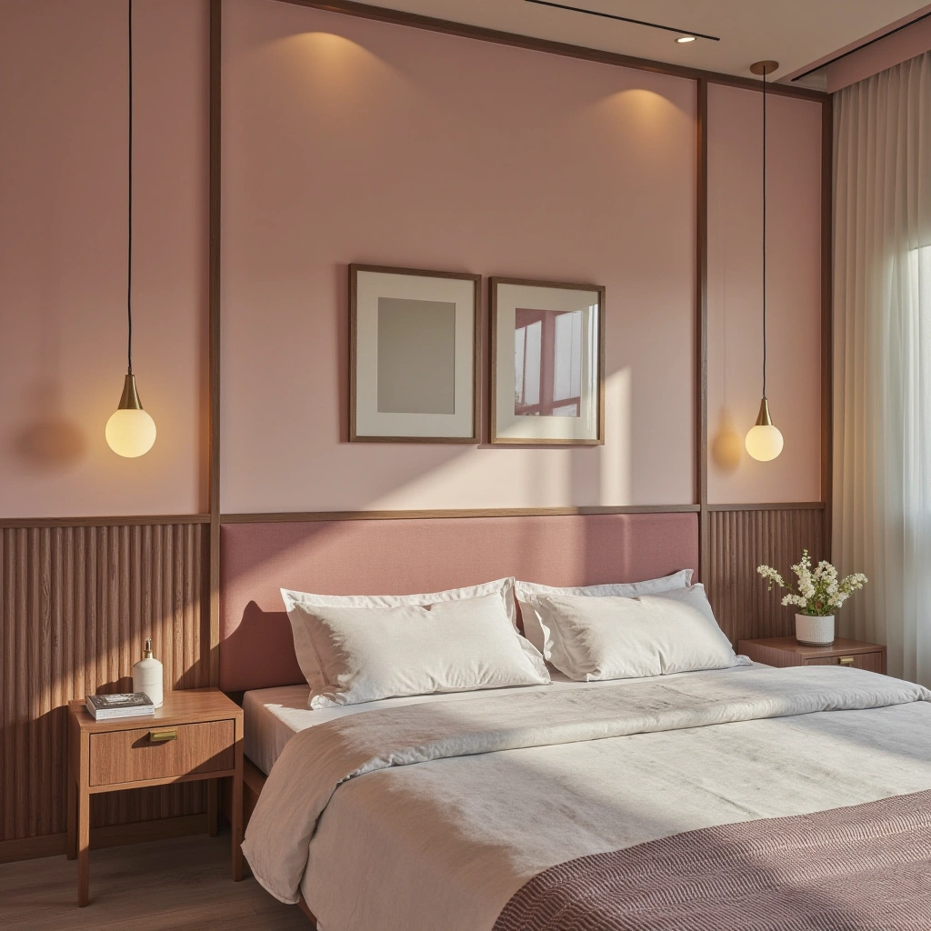 6. Japandi Pink and Gold Accents