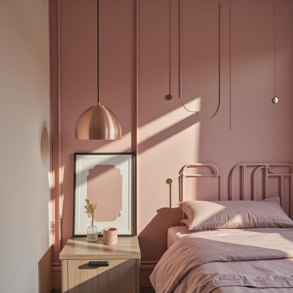 11. Japandi Pink and Metallic Touches