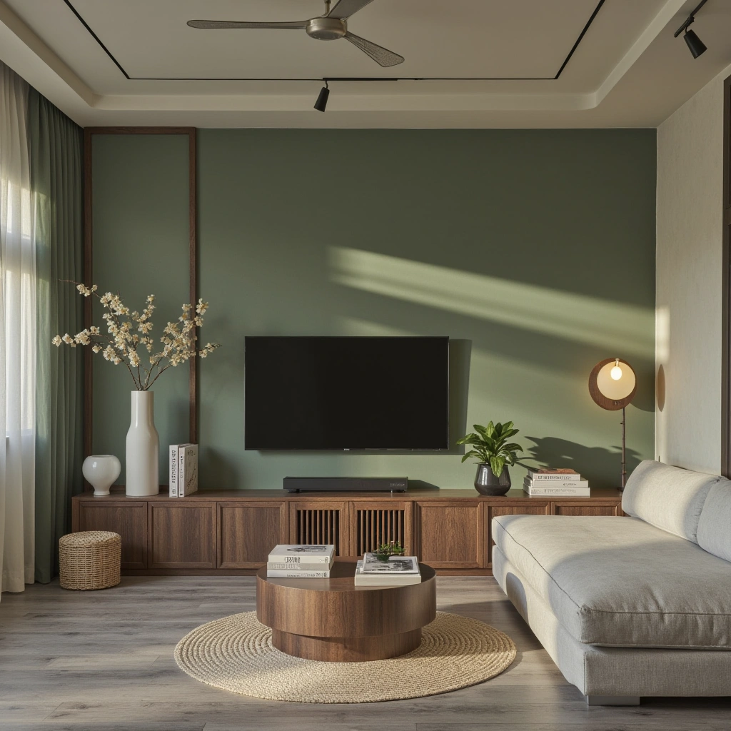 8. Modern and Minimalist Sage Green Living Room