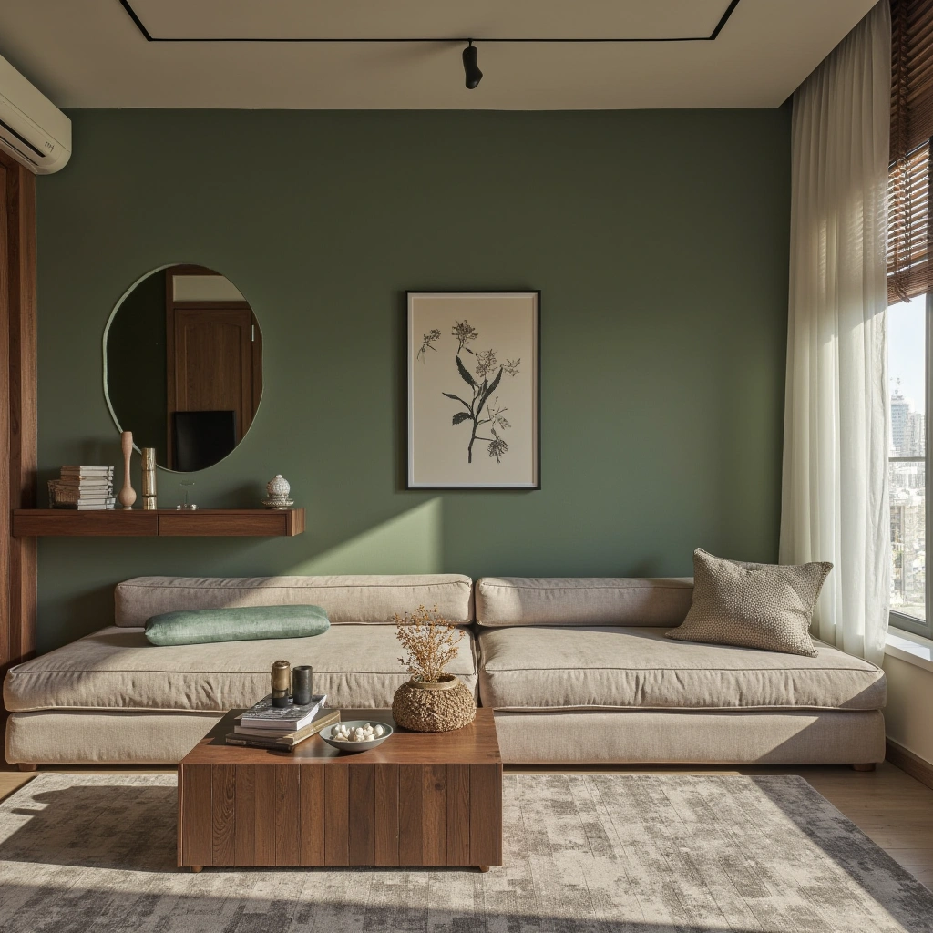 10. Rustic and Charming Sage Green Living Room