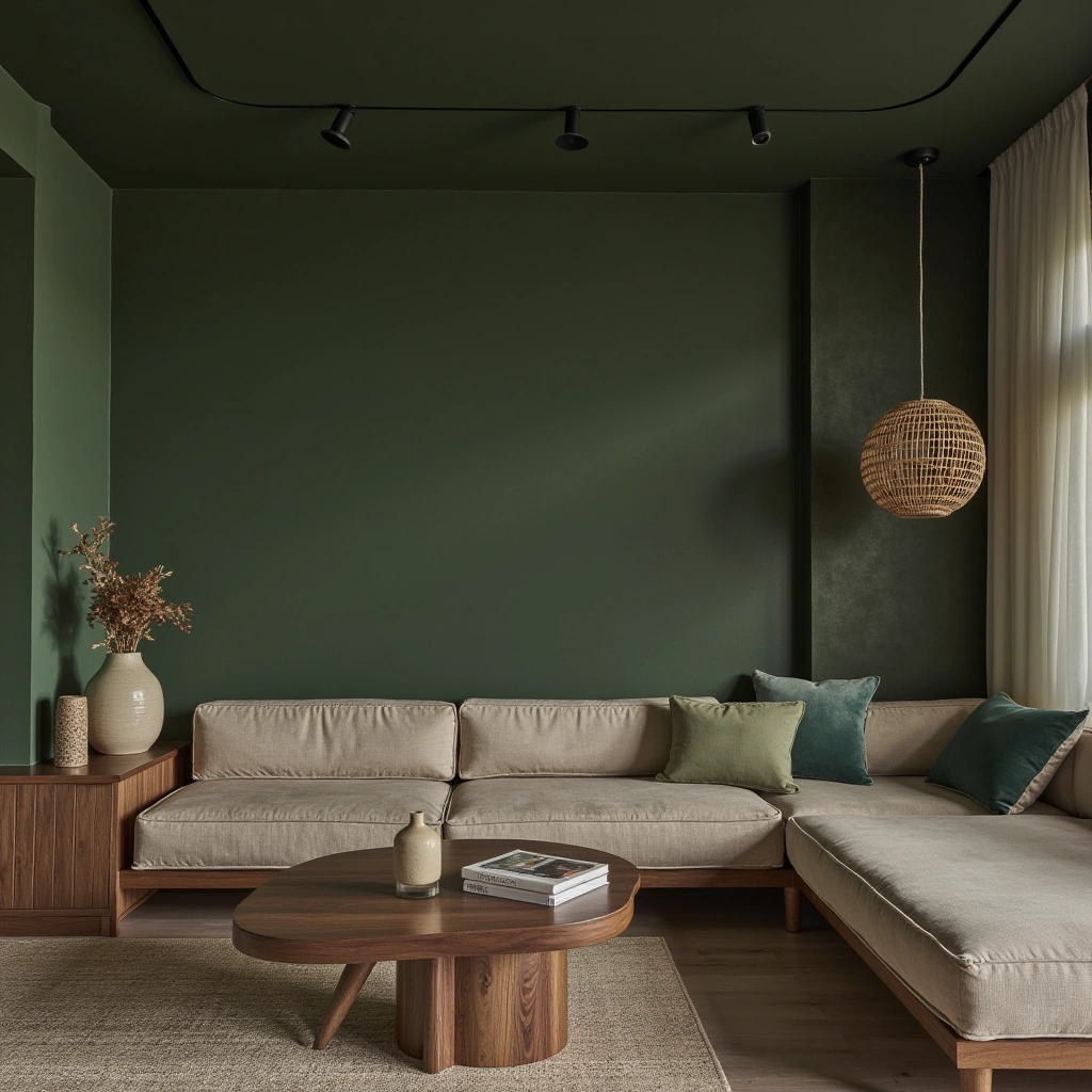 Bring the Outdoors In: Dark Green and Natural Wood